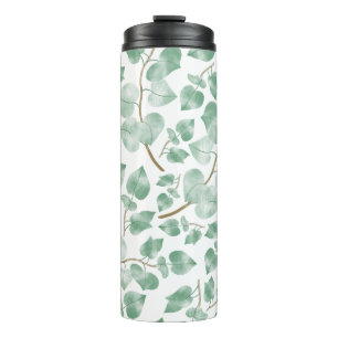 Bouteilles Isothermes Motif aquarelle de feuilles vert sauge minimal