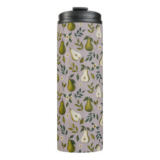 Bouteilles Isothermes Motif aquarelle de poire verte sur lilas poussiére