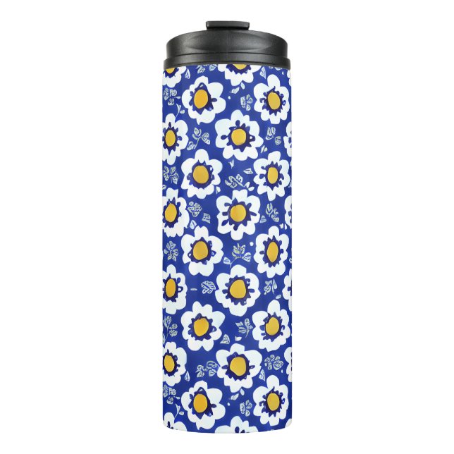 Bouteilles Isothermes Motif arabe floral bleu (Devant)