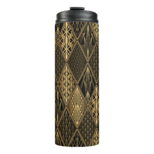 Bouteilles Isothermes Motif Art déco. Simples grappes noir et or