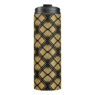 Bouteilles Isothermes Motif Art déco. Simples grappes noir et or