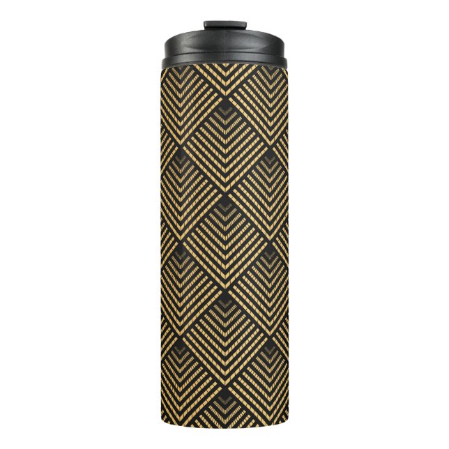 Bouteilles Isothermes Motif Art déco. Simples grappes noir et or (Devant)