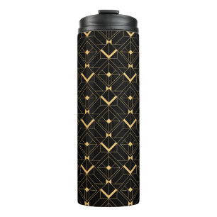 Bouteilles Isothermes Motif Art déco. Simples grappes noir et or