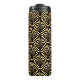 Bouteilles Isothermes Motif Art déco. Simples grappes noir et or