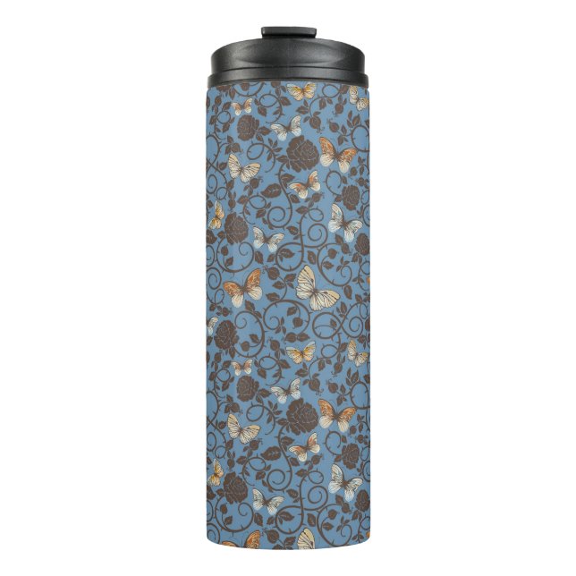 Bouteilles Isothermes motif avec les roses et le papillon (Devant)