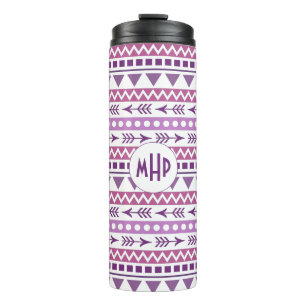 Bouteilles Isothermes Motif Aztec monogramme personnalisé tumbler