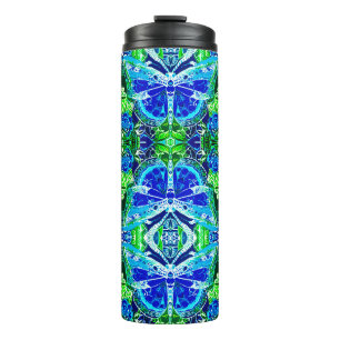Bouteilles Isothermes Motif Batik de papillon et de médaillon en bleu