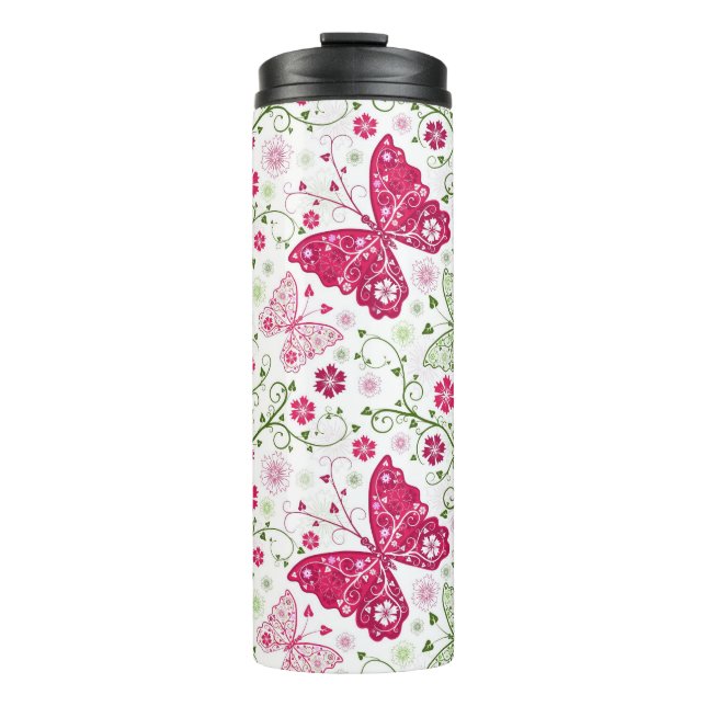 Bouteilles Isothermes Motif blanc floral (Devant)
