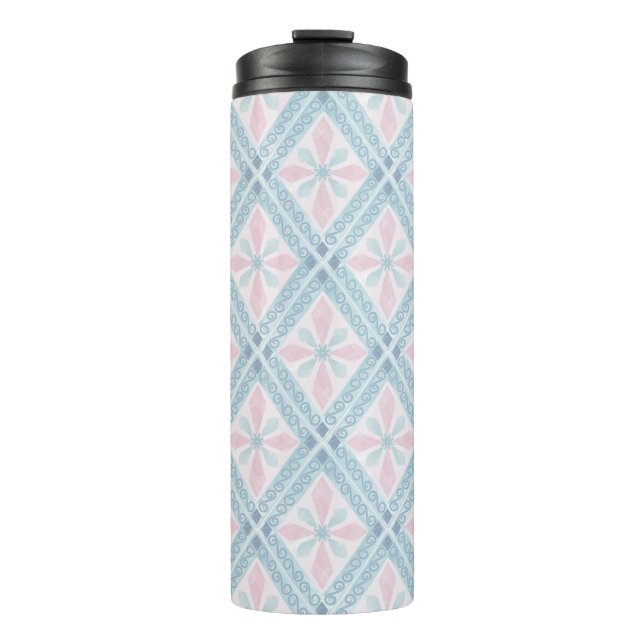 Bouteilles Isothermes motif bleu en forme de diamant (Devant)