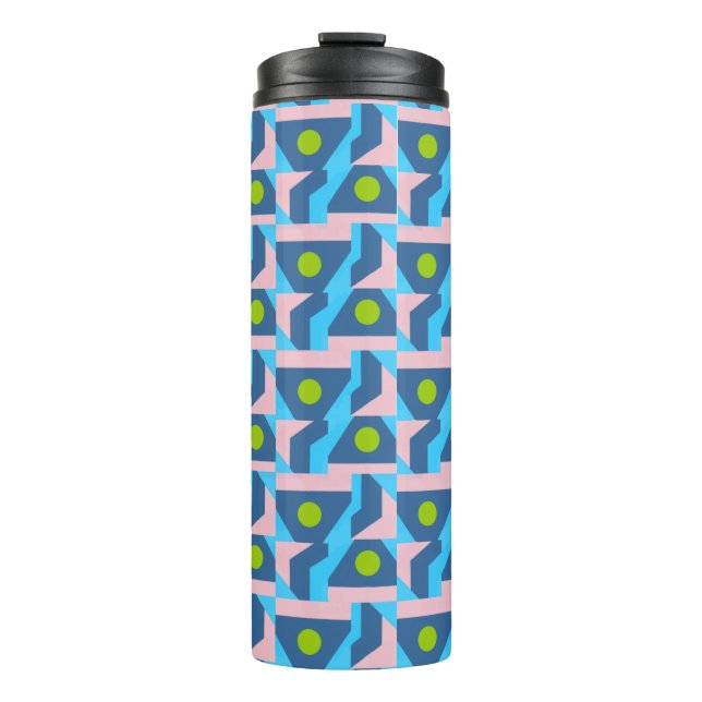 Bouteilles Isothermes Motif bleu et vert Abstrait avec points (Devant)