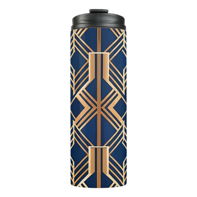 BOUTEILLES ISOTHERMES MOTIF BLUE & COPPER ART DÉCO (Devant)