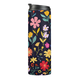 Bouteilles Isothermes Motif bohémien floral coloré et fantaisiste foncé
