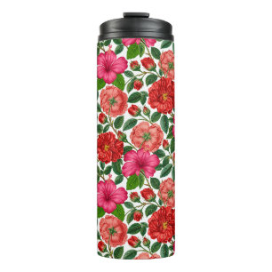 Bouteilles Isothermes Motif botanique d'Hibiscus et de Rose