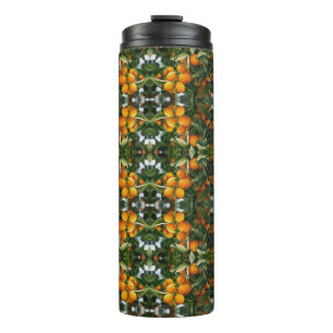 Bouteilles Isothermes Motif botanique vert citrus orange vintage