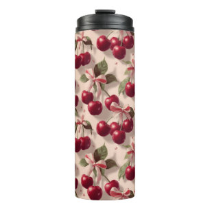Bouteilles Isothermes Motif botanique vintage de cerises et de ruban