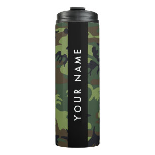 Bouteilles Isothermes Motif Camouflage Vert, Votre nom, Personnaliser