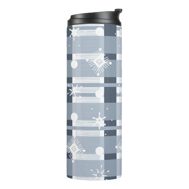 Bouteilles Isothermes Motif carreau de Noël flocons bleus (Tourné sur la gauche)