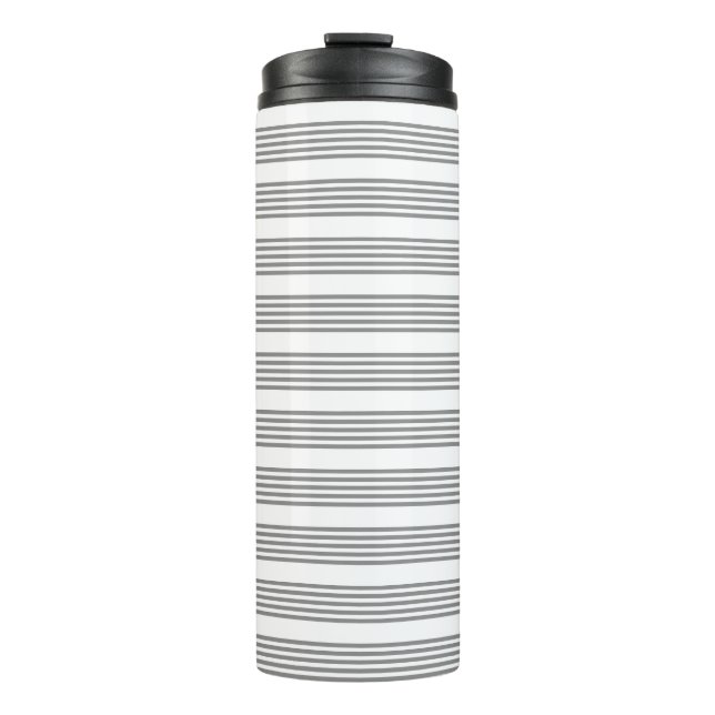 Bouteilles Isothermes Motif cinq rayures grises et blanches (Devant)