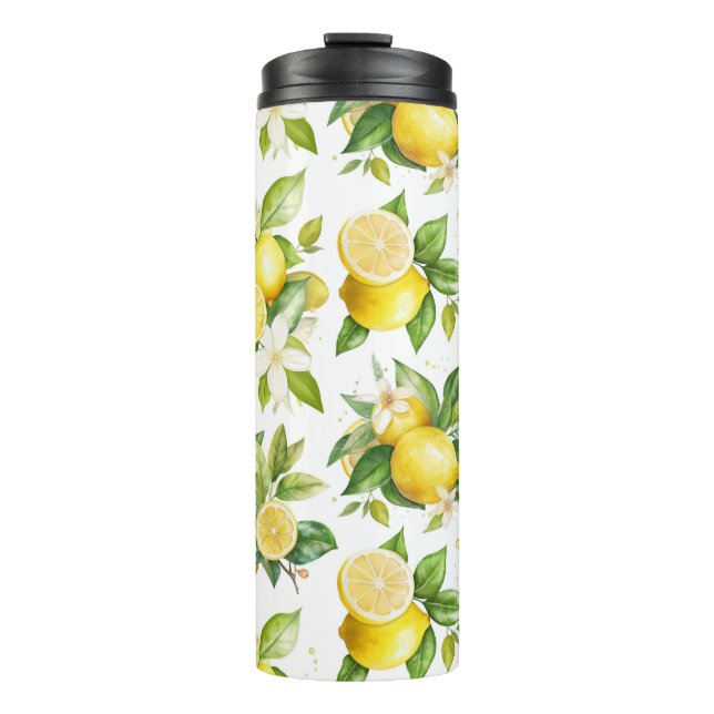 Bouteilles Isothermes Motif citron, Fleurs de citron, Feuilles, Citrus (Devant)