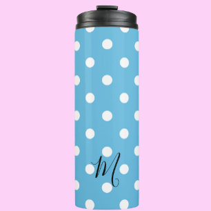 Bouteilles Isothermes Motif Classique à Points Bleus et Monogramme