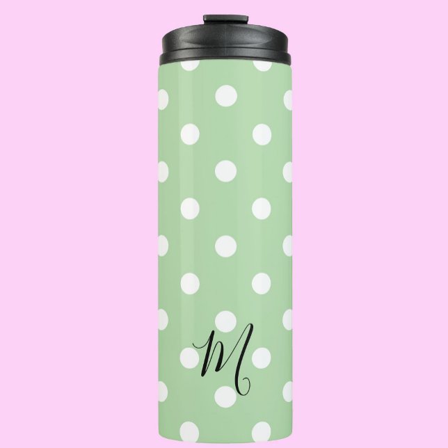 Bouteilles Isothermes Motif classique à pois verts et monogramme (Créateur téléchargé)