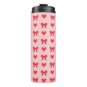 Bouteilles Isothermes Motif Cœurs Roses et Rubans Doux