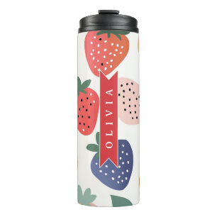 Bouteilles Isothermes Motif Coloré Personnalisé de Fraise d'Été