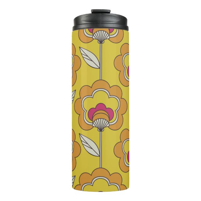 Bouteilles Isothermes motif continu rétro floral (Devant)