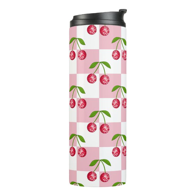 Bouteilles Isothermes Motif Damier Cerise Boule Disco (Tourné sur la gauche)