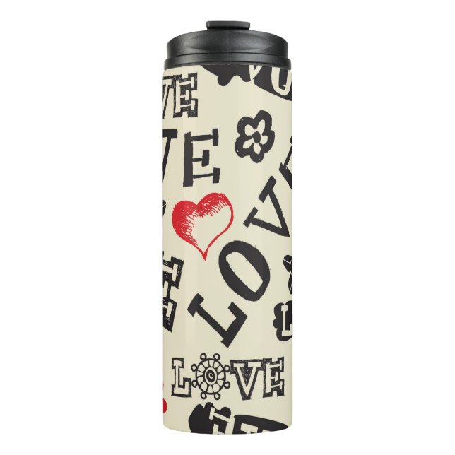 Bouteilles Isothermes motif d'amour dessiné à la main (Devant)