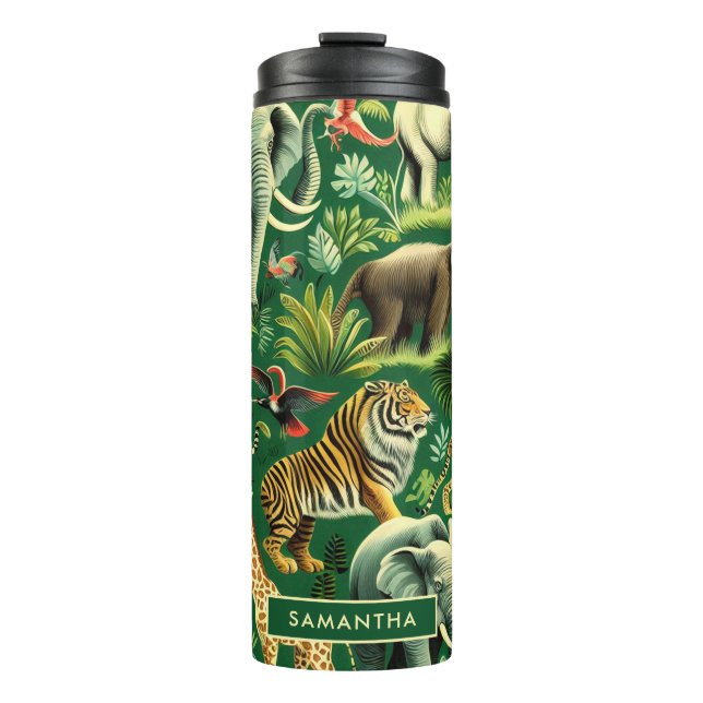 Bouteilles Isothermes Motif d'animaux de la jungle vintage (Devant)