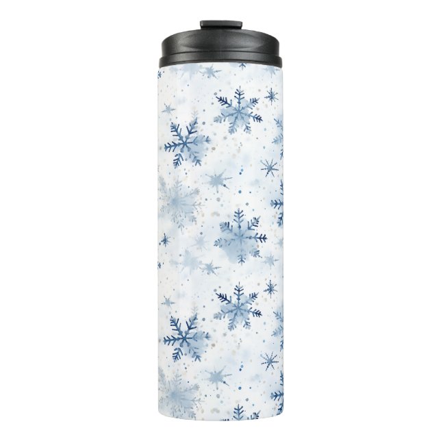 Bouteilles Isothermes Motif d'aquarelle de flocon d'hiver (Devant)