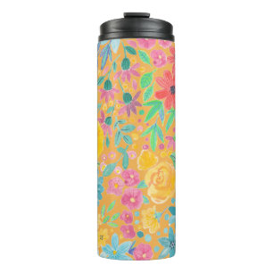Bouteilles Isothermes Motif d'aquarelle florale en jaune