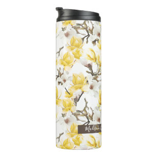 Bouteilles Isothermes Motif d'aquarelle jaune et blanc en fleurs de Magn