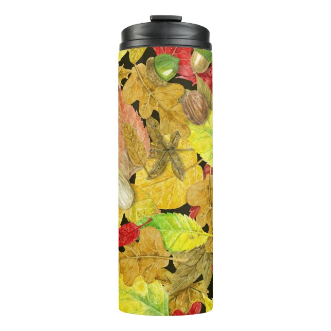 Bouteilles Isothermes Motif d'automne aquarelle (Devant)