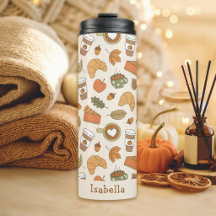 Motif d'automne au goût de citrouille Nom Café d'a