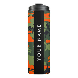 Bouteilles Isothermes Motif de camouflage orange, Votre nom, Personnalis