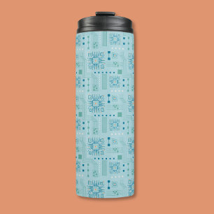Bouteilles Isothermes Motif de carte bleue et Turquoise