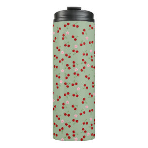 Bouteilles Isothermes Motif de cerises sur fond vert