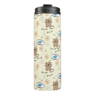Bouteilles Isothermes motif de chat et de poissons