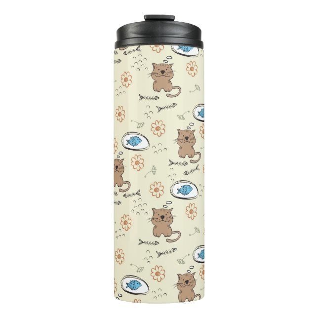 Bouteilles Isothermes motif de chat et de poissons (Devant)