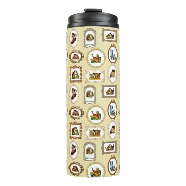 Bouteilles Isothermes Motif de chats encadrés Vintages (Devant)