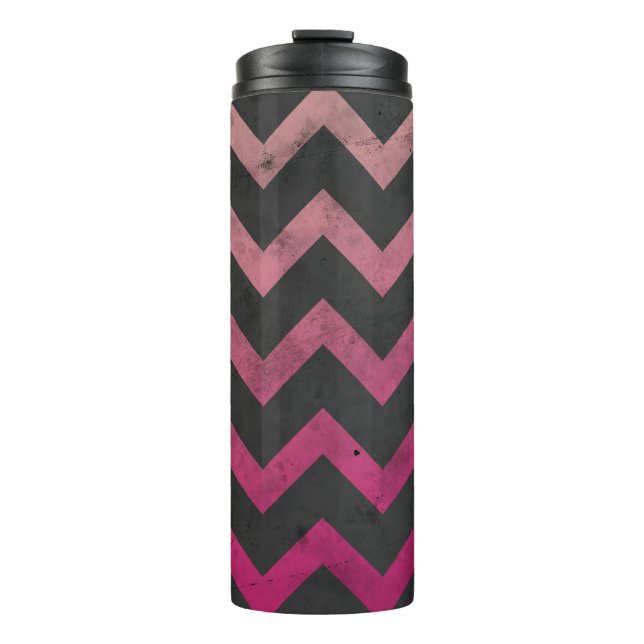 Bouteilles Isothermes Motif de chevron gris foncé rose magenta (Devant)