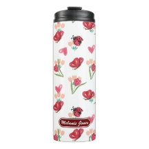 Motif de coeur de la coccinelle, du papillon et de