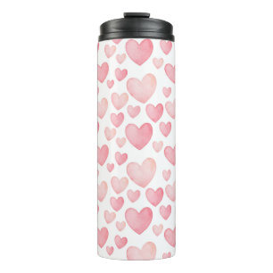 Bouteilles Isothermes Motif de cœurs à l'aquarelle rose