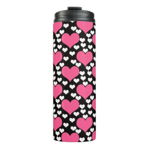 Bouteilles Isothermes Motif de Coeurs d'Amour Rose Noir Blanc