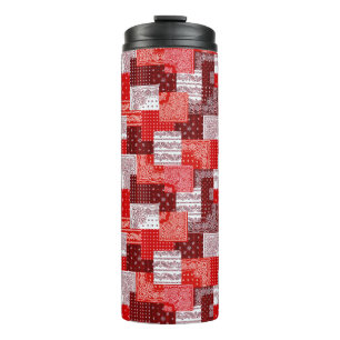 Bouteilles Isothermes Motif de couture patchwork bandana rouge paisley