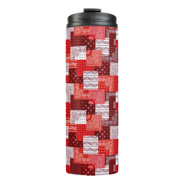 Bouteilles Isothermes Motif de couture patchwork bandana rouge paisley (Devant)