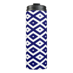 Bouteilles Isothermes Motif de diamants bleu et blanc de la marine