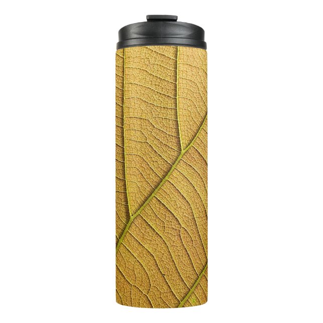 Bouteilles Isothermes Motif de feuille jaune doré le matin.  (Devant)